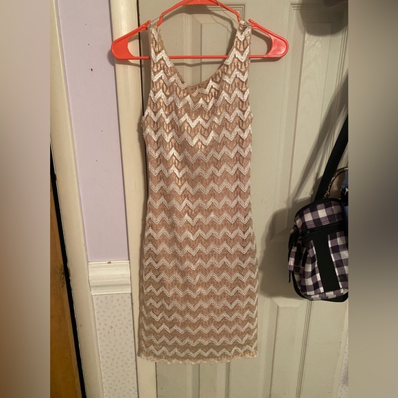 Jump White and Tan Lace Dress - Picture 1 of 4